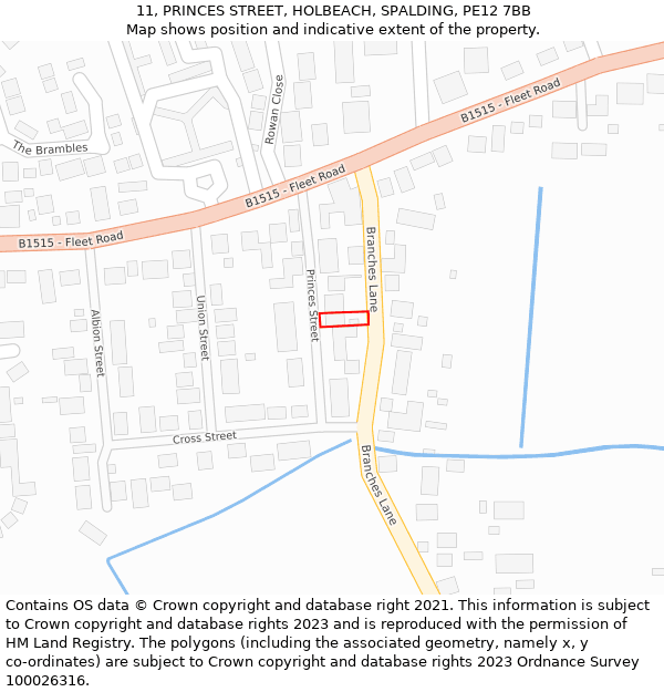 11, PRINCES STREET, HOLBEACH, SPALDING, PE12 7BB: Location map and indicative extent of plot