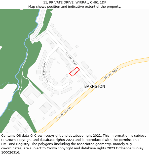 11, PRIVATE DRIVE, WIRRAL, CH61 1DF: Location map and indicative extent of plot