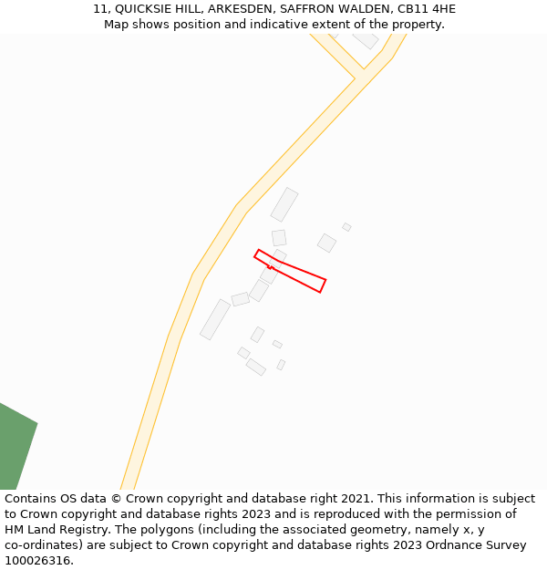 11, QUICKSIE HILL, ARKESDEN, SAFFRON WALDEN, CB11 4HE: Location map and indicative extent of plot