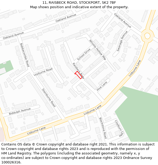11, RAISBECK ROAD, STOCKPORT, SK2 7BF: Location map and indicative extent of plot