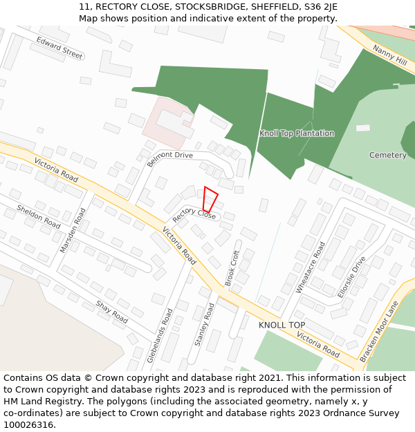 11, RECTORY CLOSE, STOCKSBRIDGE, SHEFFIELD, S36 2JE: Location map and indicative extent of plot