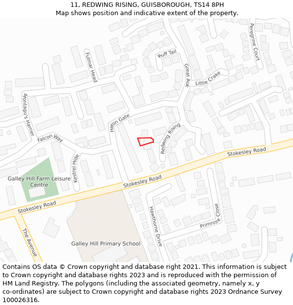 11, REDWING RISING, GUISBOROUGH, TS14 8PH: Location map and indicative extent of plot