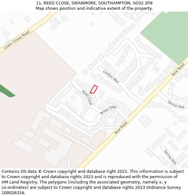 11, REED CLOSE, SWANMORE, SOUTHAMPTON, SO32 2FN: Location map and indicative extent of plot