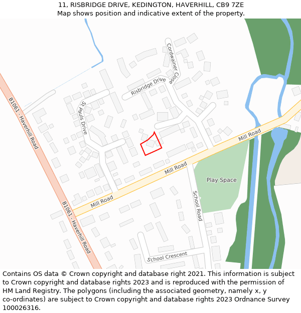 11, RISBRIDGE DRIVE, KEDINGTON, HAVERHILL, CB9 7ZE: Location map and indicative extent of plot