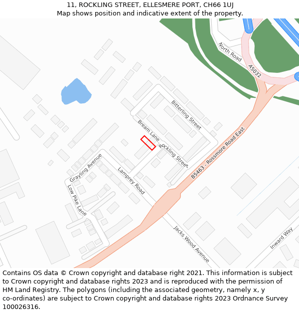 11, ROCKLING STREET, ELLESMERE PORT, CH66 1UJ: Location map and indicative extent of plot