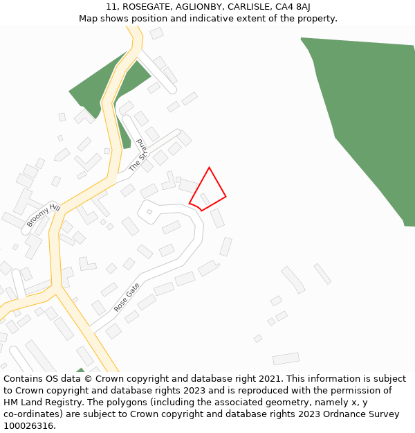 11, ROSEGATE, AGLIONBY, CARLISLE, CA4 8AJ: Location map and indicative extent of plot