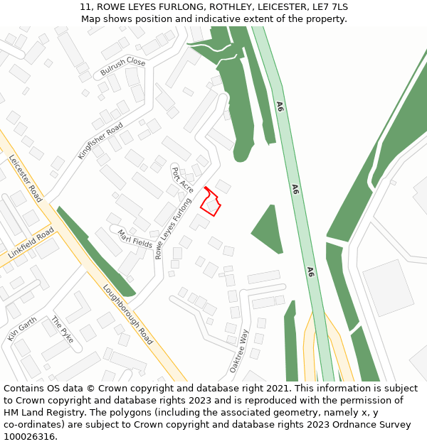 11, ROWE LEYES FURLONG, ROTHLEY, LEICESTER, LE7 7LS: Location map and indicative extent of plot