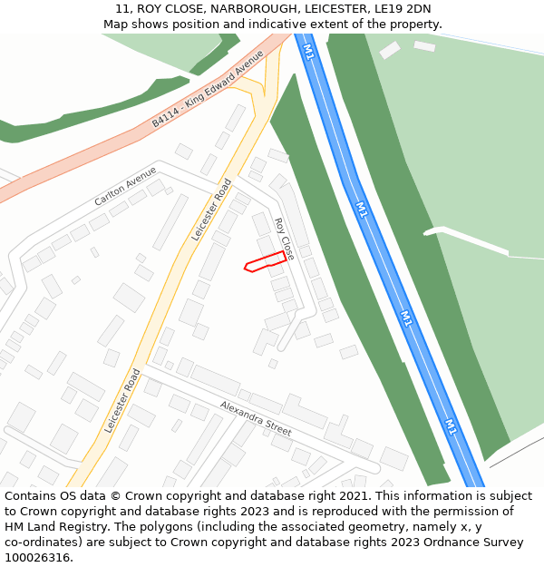 11, ROY CLOSE, NARBOROUGH, LEICESTER, LE19 2DN: Location map and indicative extent of plot