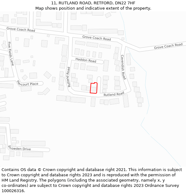 11, RUTLAND ROAD, RETFORD, DN22 7HF: Location map and indicative extent of plot