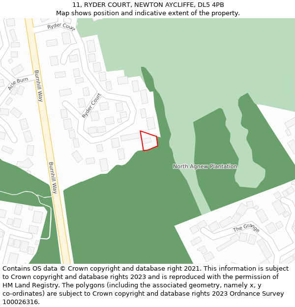 11, RYDER COURT, NEWTON AYCLIFFE, DL5 4PB: Location map and indicative extent of plot