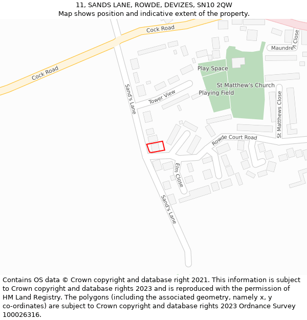 11, SANDS LANE, ROWDE, DEVIZES, SN10 2QW: Location map and indicative extent of plot