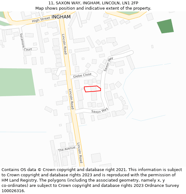 11, SAXON WAY, INGHAM, LINCOLN, LN1 2FP: Location map and indicative extent of plot