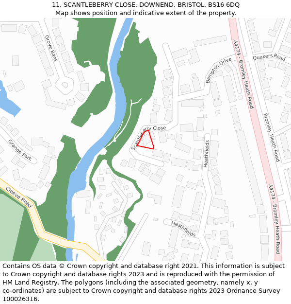 11, SCANTLEBERRY CLOSE, DOWNEND, BRISTOL, BS16 6DQ: Location map and indicative extent of plot