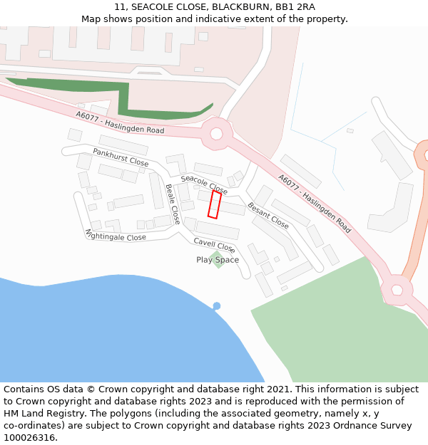 11, SEACOLE CLOSE, BLACKBURN, BB1 2RA: Location map and indicative extent of plot