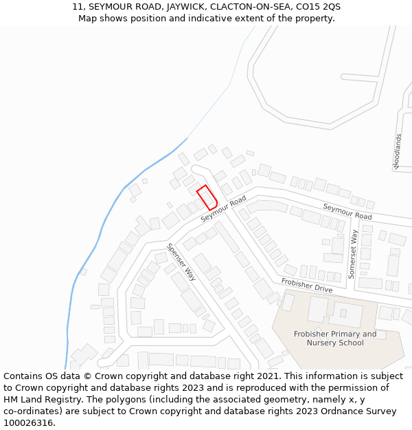 11, SEYMOUR ROAD, JAYWICK, CLACTON-ON-SEA, CO15 2QS: Location map and indicative extent of plot