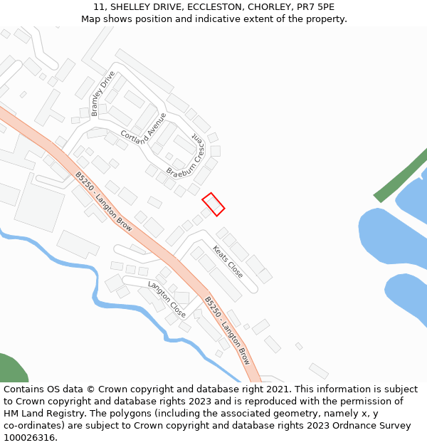 11, SHELLEY DRIVE, ECCLESTON, CHORLEY, PR7 5PE: Location map and indicative extent of plot