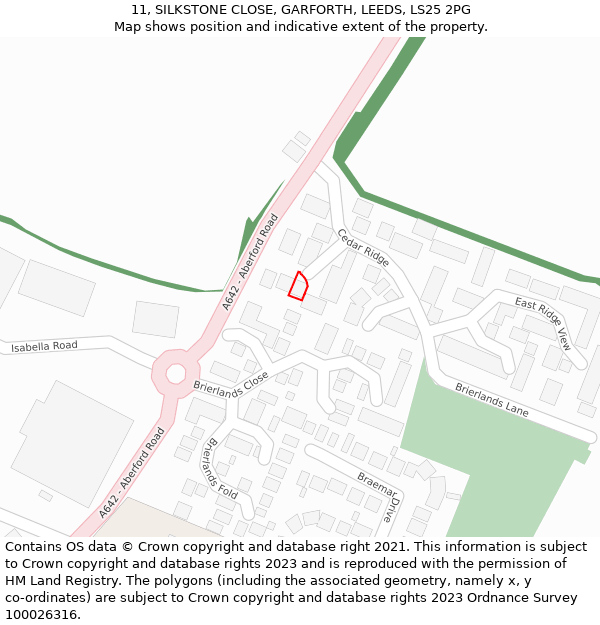 11, SILKSTONE CLOSE, GARFORTH, LEEDS, LS25 2PG: Location map and indicative extent of plot