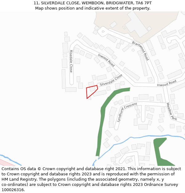 11, SILVERDALE CLOSE, WEMBDON, BRIDGWATER, TA6 7PT: Location map and indicative extent of plot