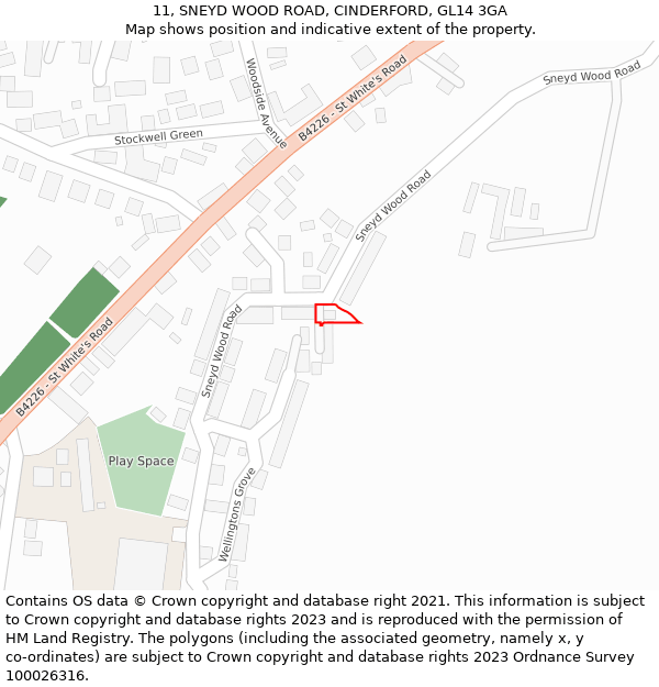 11, SNEYD WOOD ROAD, CINDERFORD, GL14 3GA: Location map and indicative extent of plot