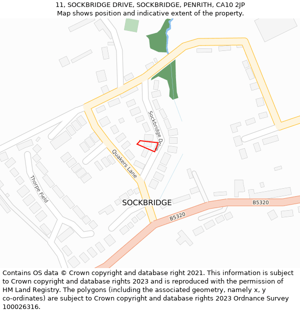 11, SOCKBRIDGE DRIVE, SOCKBRIDGE, PENRITH, CA10 2JP: Location map and indicative extent of plot