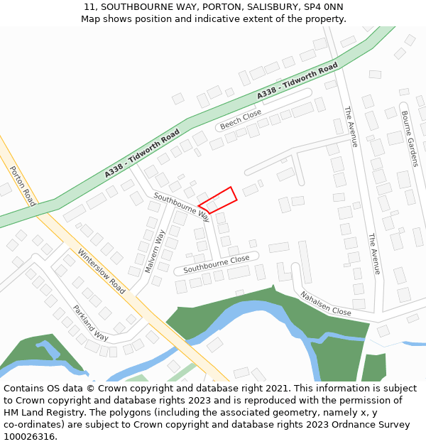 11, SOUTHBOURNE WAY, PORTON, SALISBURY, SP4 0NN: Location map and indicative extent of plot