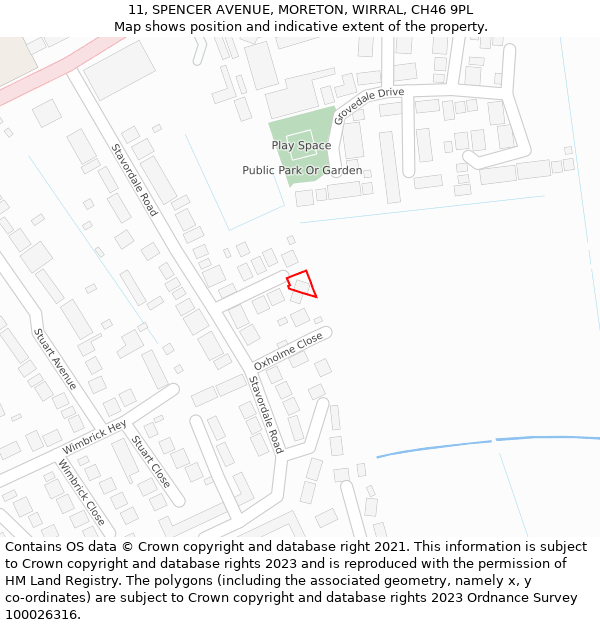 11, SPENCER AVENUE, MORETON, WIRRAL, CH46 9PL: Location map and indicative extent of plot