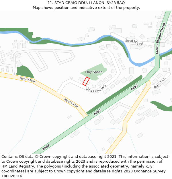 11, STAD CRAIG DDU, LLANON, SY23 5AQ: Location map and indicative extent of plot