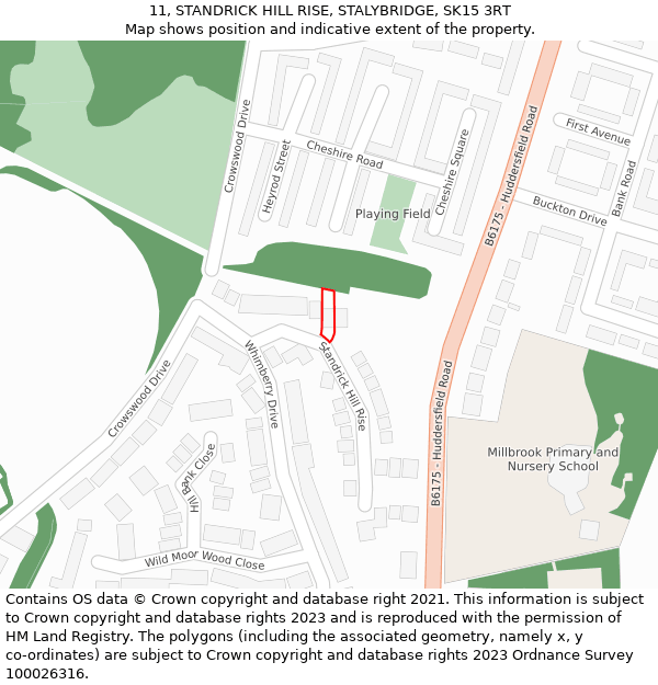 11, STANDRICK HILL RISE, STALYBRIDGE, SK15 3RT: Location map and indicative extent of plot