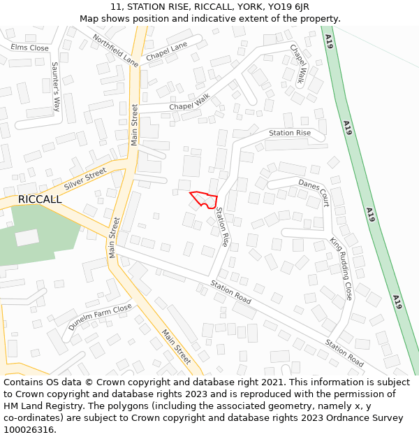 11, STATION RISE, RICCALL, YORK, YO19 6JR: Location map and indicative extent of plot
