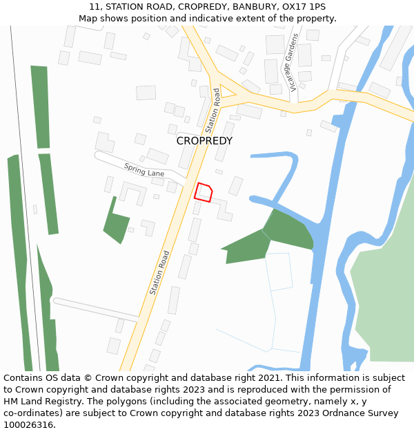 11, STATION ROAD, CROPREDY, BANBURY, OX17 1PS: Location map and indicative extent of plot