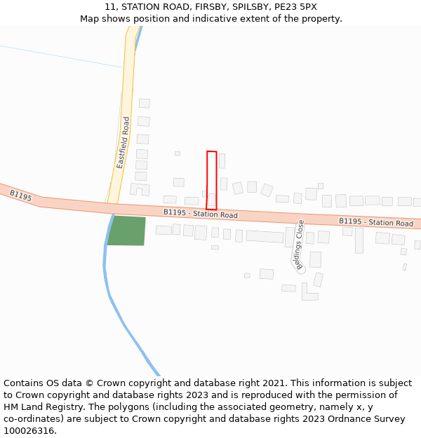 11, STATION ROAD, FIRSBY, SPILSBY, PE23 5PX: Location map and indicative extent of plot