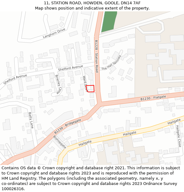 11, STATION ROAD, HOWDEN, GOOLE, DN14 7AF: Location map and indicative extent of plot