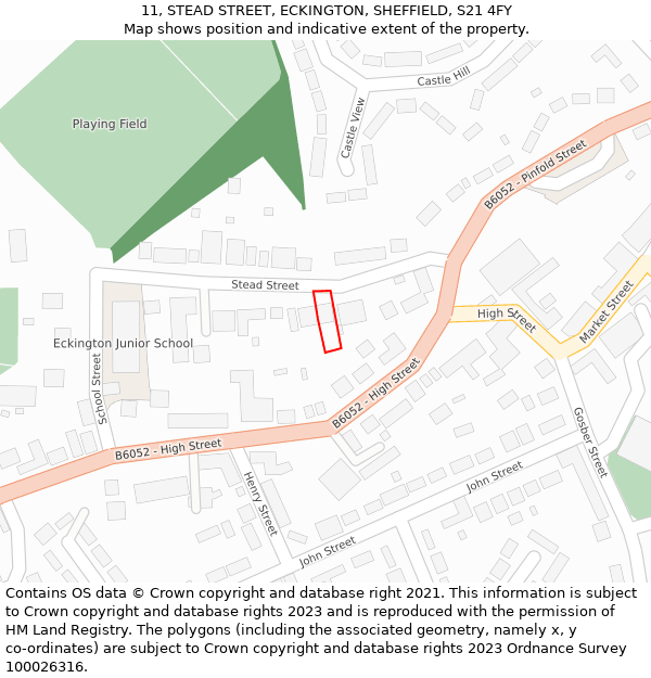 11, STEAD STREET, ECKINGTON, SHEFFIELD, S21 4FY: Location map and indicative extent of plot