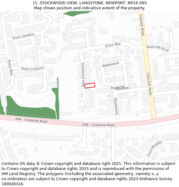 11, STOCKWOOD VIEW, LANGSTONE, NEWPORT, NP18 2NS: Location map and indicative extent of plot