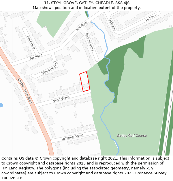 11, STYAL GROVE, GATLEY, CHEADLE, SK8 4JS: Location map and indicative extent of plot