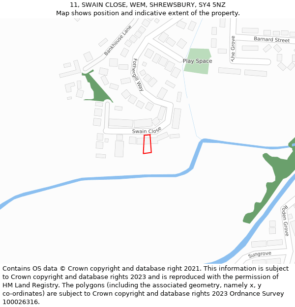 11, SWAIN CLOSE, WEM, SHREWSBURY, SY4 5NZ: Location map and indicative extent of plot