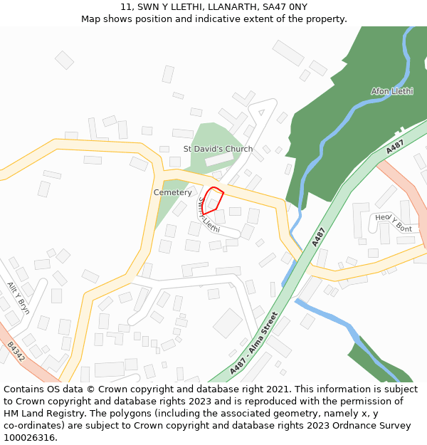 11, SWN Y LLETHI, LLANARTH, SA47 0NY: Location map and indicative extent of plot