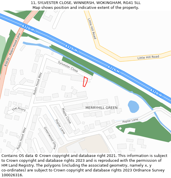 11, SYLVESTER CLOSE, WINNERSH, WOKINGHAM, RG41 5LL: Location map and indicative extent of plot