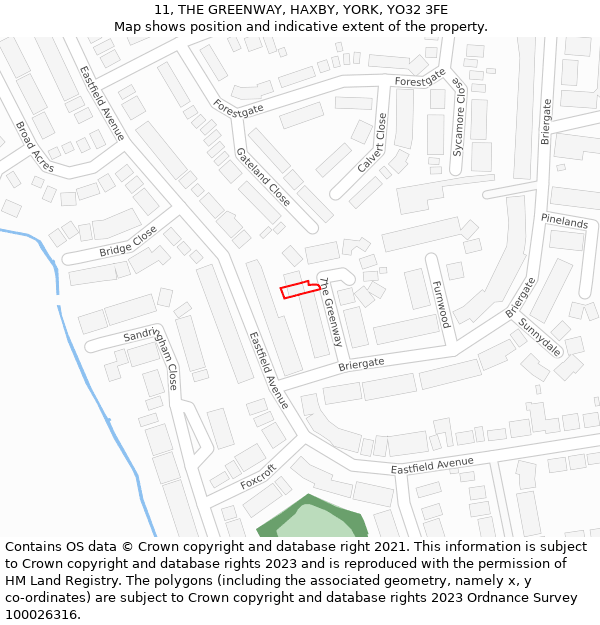 11, THE GREENWAY, HAXBY, YORK, YO32 3FE: Location map and indicative extent of plot