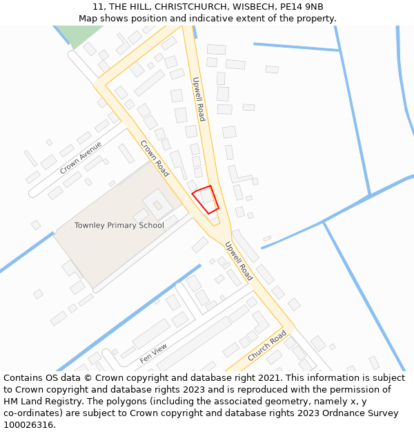 11, THE HILL, CHRISTCHURCH, WISBECH, PE14 9NB: Location map and indicative extent of plot