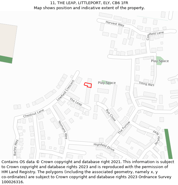 11, THE LEAP, LITTLEPORT, ELY, CB6 1FR: Location map and indicative extent of plot