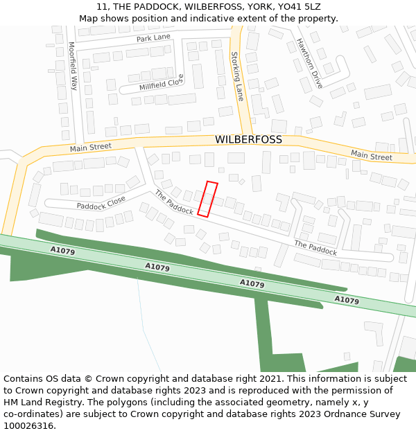 11, THE PADDOCK, WILBERFOSS, YORK, YO41 5LZ: Location map and indicative extent of plot