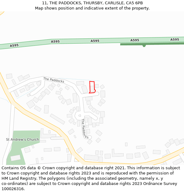 11, THE PADDOCKS, THURSBY, CARLISLE, CA5 6PB: Location map and indicative extent of plot
