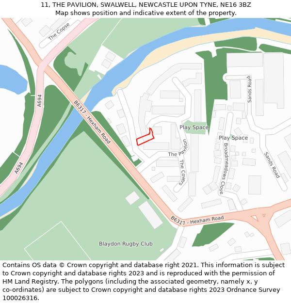 11, THE PAVILION, SWALWELL, NEWCASTLE UPON TYNE, NE16 3BZ: Location map and indicative extent of plot