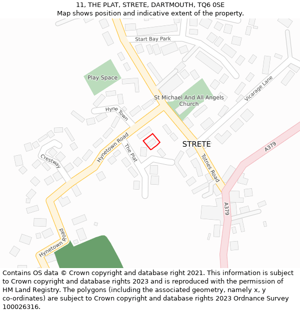 11, THE PLAT, STRETE, DARTMOUTH, TQ6 0SE: Location map and indicative extent of plot