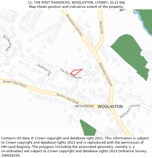 11, THE POST PADDOCKS, WOOLASTON, LYDNEY, GL15 6NJ: Location map and indicative extent of plot