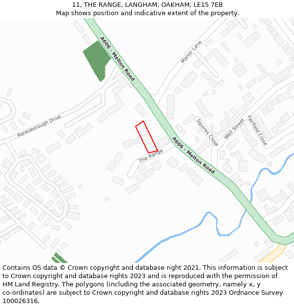 11, THE RANGE, LANGHAM, OAKHAM, LE15 7EB: Location map and indicative extent of plot