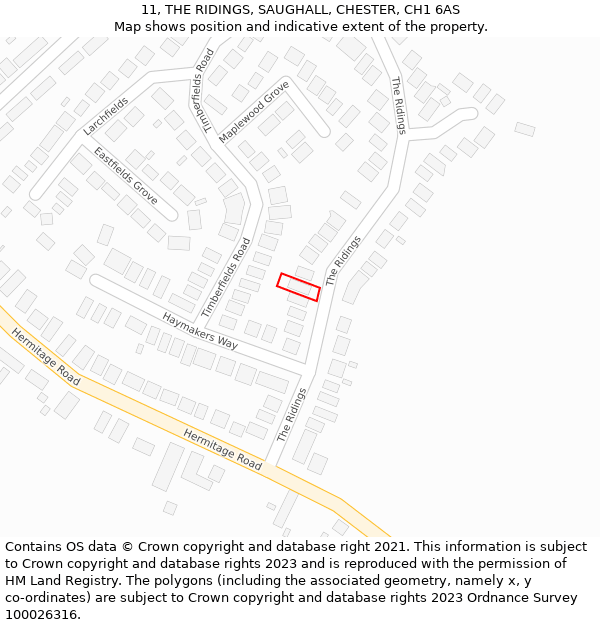 11, THE RIDINGS, SAUGHALL, CHESTER, CH1 6AS: Location map and indicative extent of plot