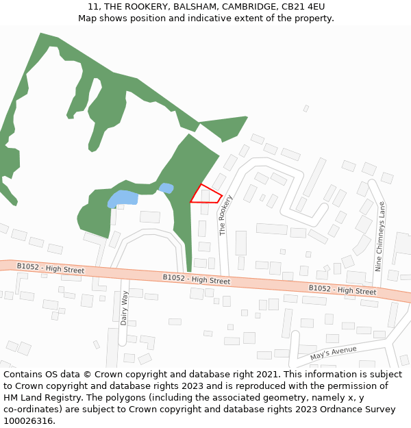 11, THE ROOKERY, BALSHAM, CAMBRIDGE, CB21 4EU: Location map and indicative extent of plot