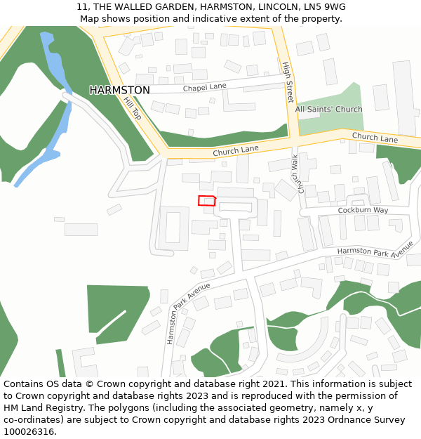 11, THE WALLED GARDEN, HARMSTON, LINCOLN, LN5 9WG: Location map and indicative extent of plot